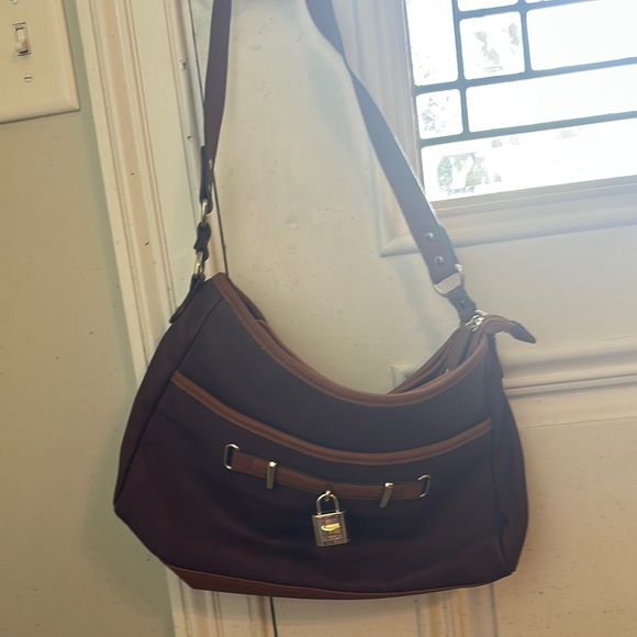 Rosetti Purple / Brown Shoulder Bag with Structured Design - Picture 2 of 11